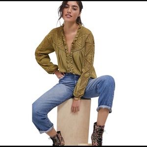 Anthropologie Stephine Lace Buttondown